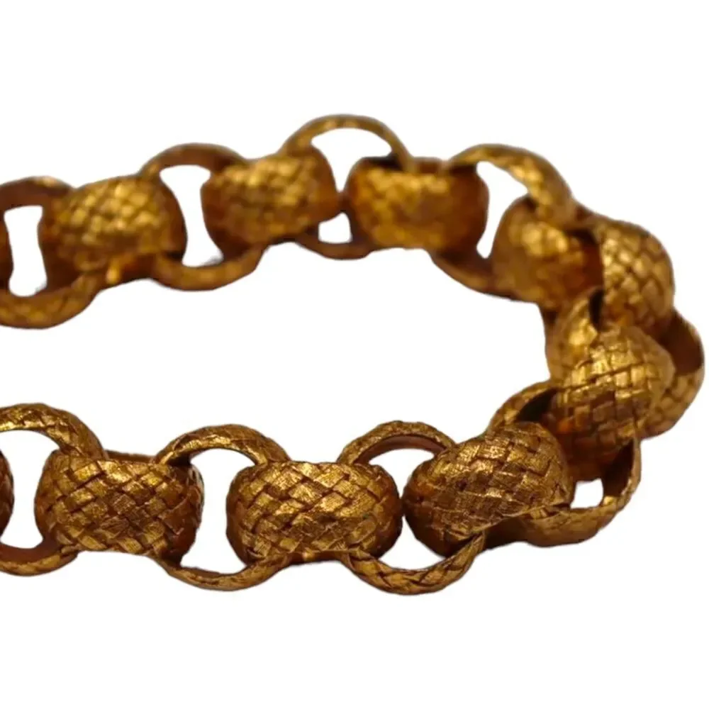 Vintage CHANEL Gold-Tone Woven Rope Chain-Link Necklace & Large 